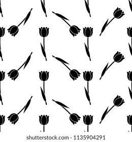 Tulip Icon Seamless Pattern, Flower Icon Vector Art Illustration