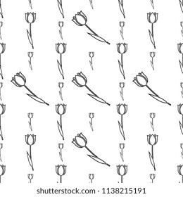 Tulip Icon Seamless Pattern, Flower Icon Vector Art Illustration