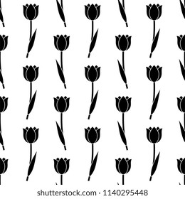 Tulip Icon Seamless Pattern, Flower Icon Vector Art Illustration