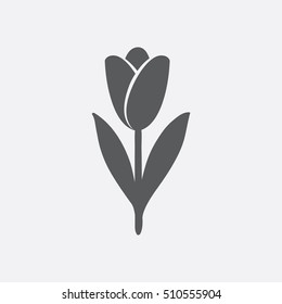 Tulip icon in shades of gray. Vector
