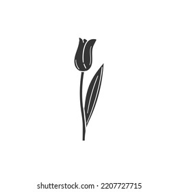 Tulip Icon Silhouette Illustration. Flower Vector Graphic Pictogram Symbol Clip Art. Doodle Sketch Black Sign.