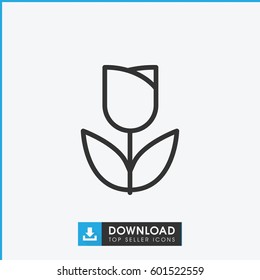 tulip icon. simple outline tulip vector icon. on white background.