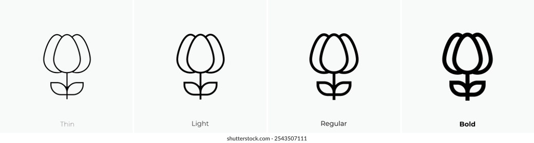 tulip icon. Thin, Light Regular And Bold style design isolated on white background