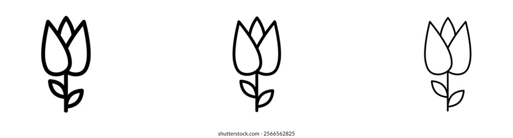 Tulip icon in tree different line stroke sizes.
