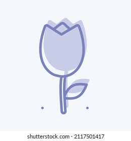 Tulip-Symbol im trendigen 2-Tönungsstil einzeln auf hellblauem Hintergrund
