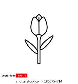 Vector de iconos de tulipán, símbolo y símbolo de flor simple.