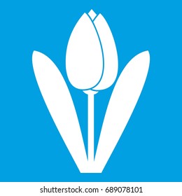 Tulip icon white isolated on blue background vector illustration