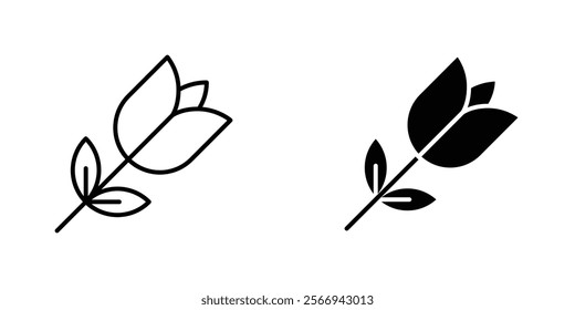 Tulip icons. black and white vector set.