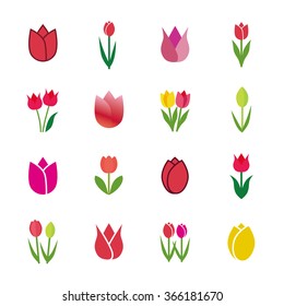 Tulip icons, vector illustration