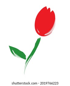 Ilustración de tulipán con textura de pincel