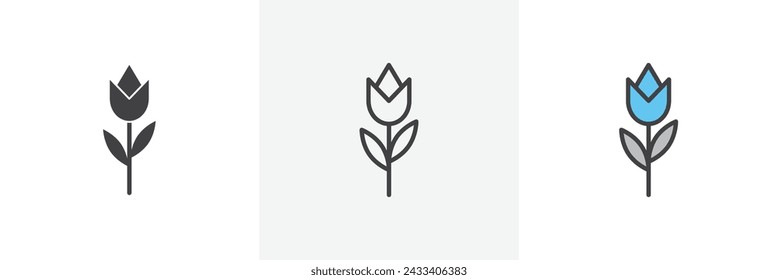 Diseño de estilo de icono de línea aislada Tulip. Ilustración vectorial simple