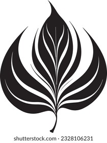 Tulip Leaf Black And White, Vector Template Set for Cutting and Printing