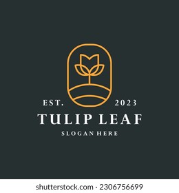 Tulip leaf logo vector icon illustration hipster vintage retro .