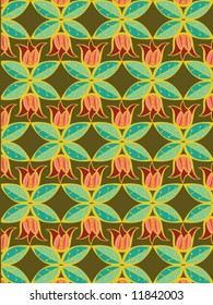 tulip and leaves pattern (vector) - illustration