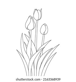 Tulip Line Art Flower Coloring Page Stock Vector (Royalty Free ...