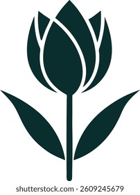 tulip  line art silhouette on white background