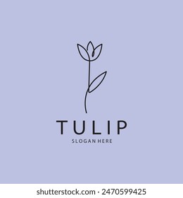 diseño de ilustración simple minimalista del logotipo del Vector del arte de la línea tulip