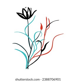 Tulip line drawing. Abstract romantic flower line. Minimalist contour drawing of tulip.