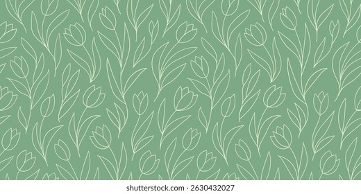 Desenho de linha de tulipa. padrão sem costura para decorar todos os desenhos de moda, tecidos, papéis de parede e impressões. 