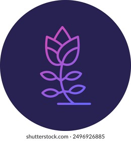 Tulip Line Gradient Icon Design