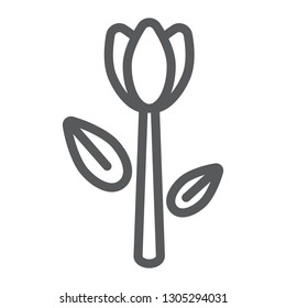 Tulip line icon, floral and plant, flower sign, vector graphics, a linear pattern on a white background, eps 10.