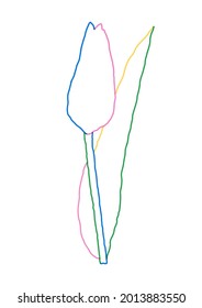 Tulip-Linie, Vektorgrafik. Minimalistisches Blumenelement