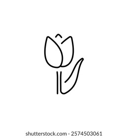 Tulip linear icon. International Women's Day. Thin line customizable illustration. Contour symbol. Vector isolated outline drawing. Editable stroke