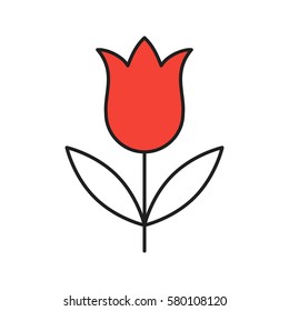 Tulip linear icon. Thin line illustration. Contour symbol. Vector isolated outline drawing