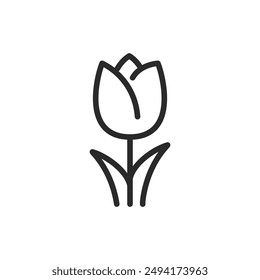 Tulpe, Ikone im linearen Stil. Frühling und Eleganz. Bearbeitbare Strichbreite