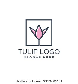 Tulip logo design element vector with modern concept