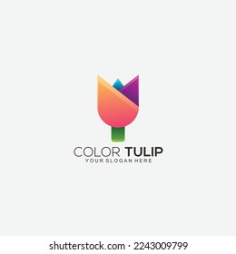 tulip logo design icon gradient color design