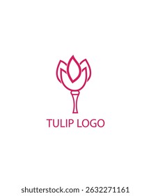 tulip logo design template, Line art, outline, tulips flower. For salon or cosmetics brand logo template
