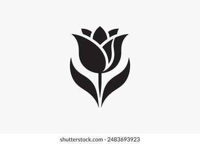 Icono del logotipo de Tulip silueta estilo de Vector con fondo blanco