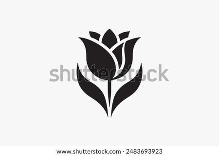 Tulip logo icon silhouette vector style with white background