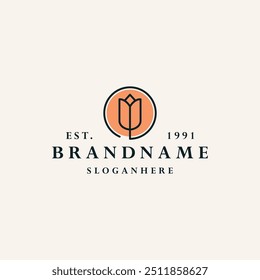Tulip logo vector hipster vintage icon illustration