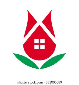tulip logo vector. home icon template.