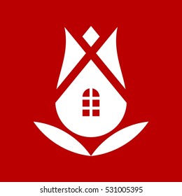 tulip logo vector. home icon template.