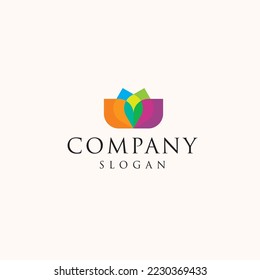 Tulip Lotus Flower Logo Design wellness yoga health care healing 