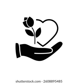 tulip love heart icon vector flower sign