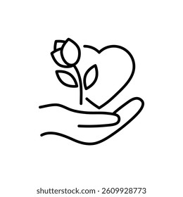 tulip love heart icon vector flower sign