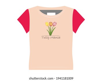 Tulip Mania, Floral T-shirt Design For Girl, Vector Illustration