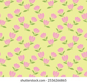 Tulip modern design. seamless pattern for decorating all fashion designs, fabrics, wallpapers and prints. on a light background