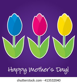 Tulip Mother's Day card in vector format.
