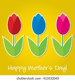 Tulip Mother's Day card in vector format.