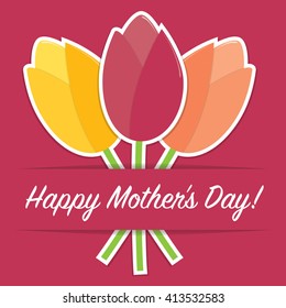 Tulip Mother's Day card in vector format.