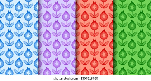 Tulip Motifs Seamless Background Texture.