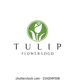 Tulip Natural green leaf abstract logo vector design templates emblems icon for holistic medicine center 