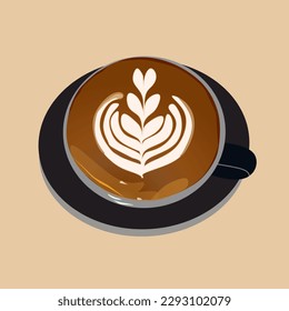 ilustración vectorial del tulipán de café con leche, vista superior. Latte art barista.