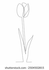 Tulip one line drawing .Abstract flower continuous line.