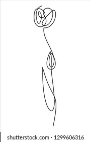Tulip one line drawing. Continuous line flower. 